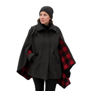 COACH CAPE w/DETACHABLE HOOD Wm Sz XS/S, RN 132154, Black Oversized NEW